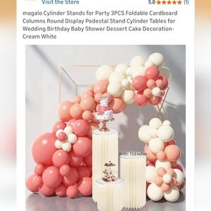 Cream White Foldable Cardboard Cylinder Stands - 3PC